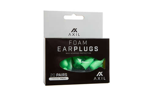 Safety Protection AXIL Foam Ear Plugs AXIL FOAM EAR PLUGS 20 PAIR TRVL PK • Model: Foam Ear Plugs