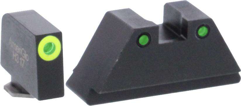 Sights Lasers AmeriGlo Ready Series Green Tritium LimeGreenLumi Rnd Outline .315/Black .394 for Glock Tall Supp