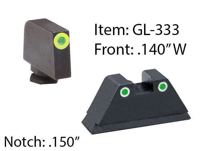 Sights Lasers AmeriGlo Ready Series SUPPRESSOR SET FOR GLOCK EXCEPT 42 43; GREEN FRONT