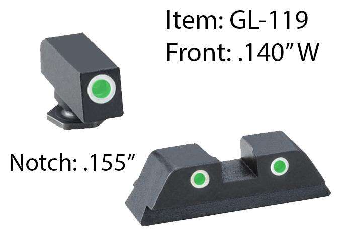 Sights Lasers AmeriGlo Glock Gen 1 4 10mm/.45/.357 AMER GL119   CLASSIC TRITIUM GLOCK GEN 1-4 GRN/GRN • Model: Glock Gen 1-4 10mm/.45/.357