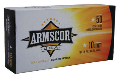 Ammunition Armscor Ammo 10mm ARMSCOR 10MM 180GR FMJ 50/1000 • Model: Ammo