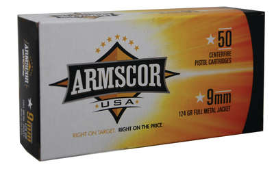 Ammunition Armscor Ammo 9mm ARMSCOR 9MM 124GR FMJ 50/1000 • Model: Ammo