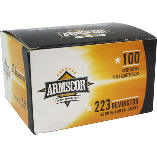 Ammunition Armscor 1262 ft lbs 223Rem ARMS 50447              223     55 FMJ *VPK 100/12 • Model: 1262 ft lbs