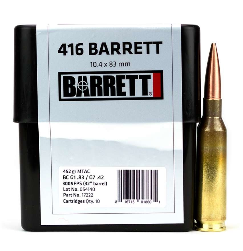 Ammunition Barrett MTAC 416Barrett AMMO 416BAR 452GR MTAC 10RD •  • Model: MTAC