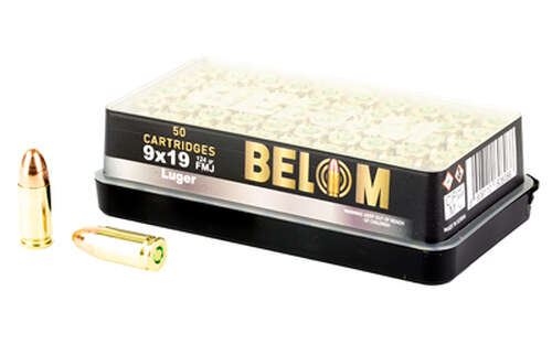 Ammunition Belom Belom 9mm BELOM 9MM 124GR FMJ BRASS 50/1000 • Model: Belom