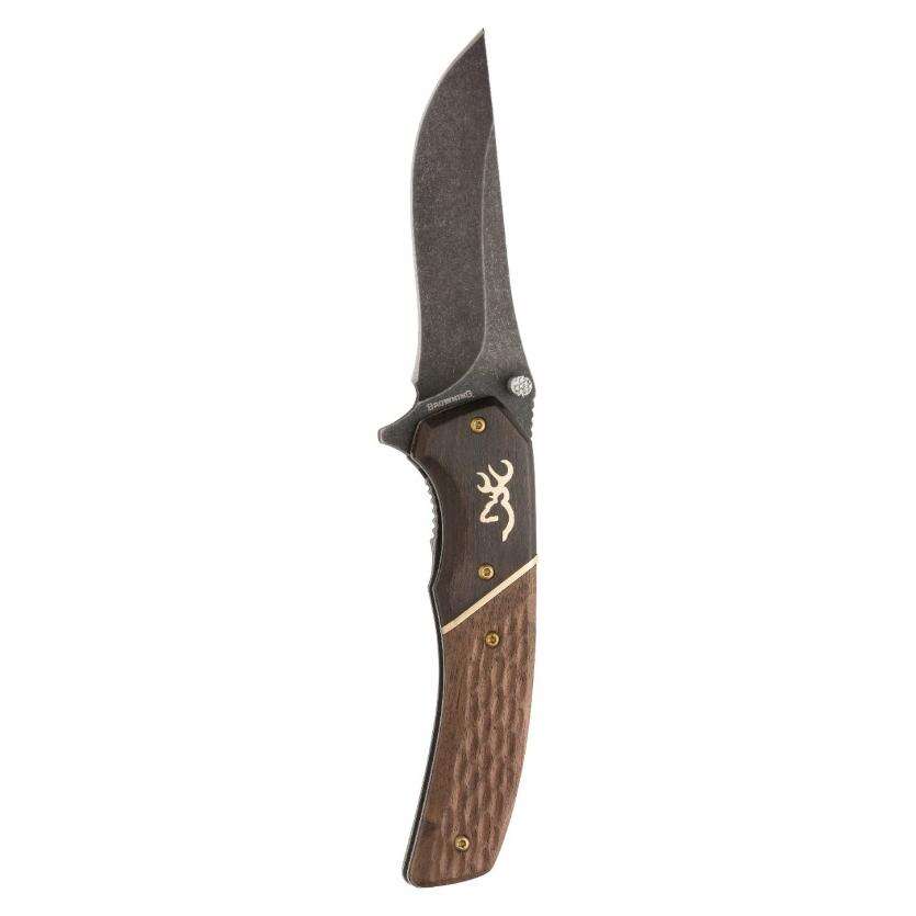 Knives Browning Ready Series Browning Buckmark Hunter Liner Lock Knife Hardwood Scales (3.5" Black)