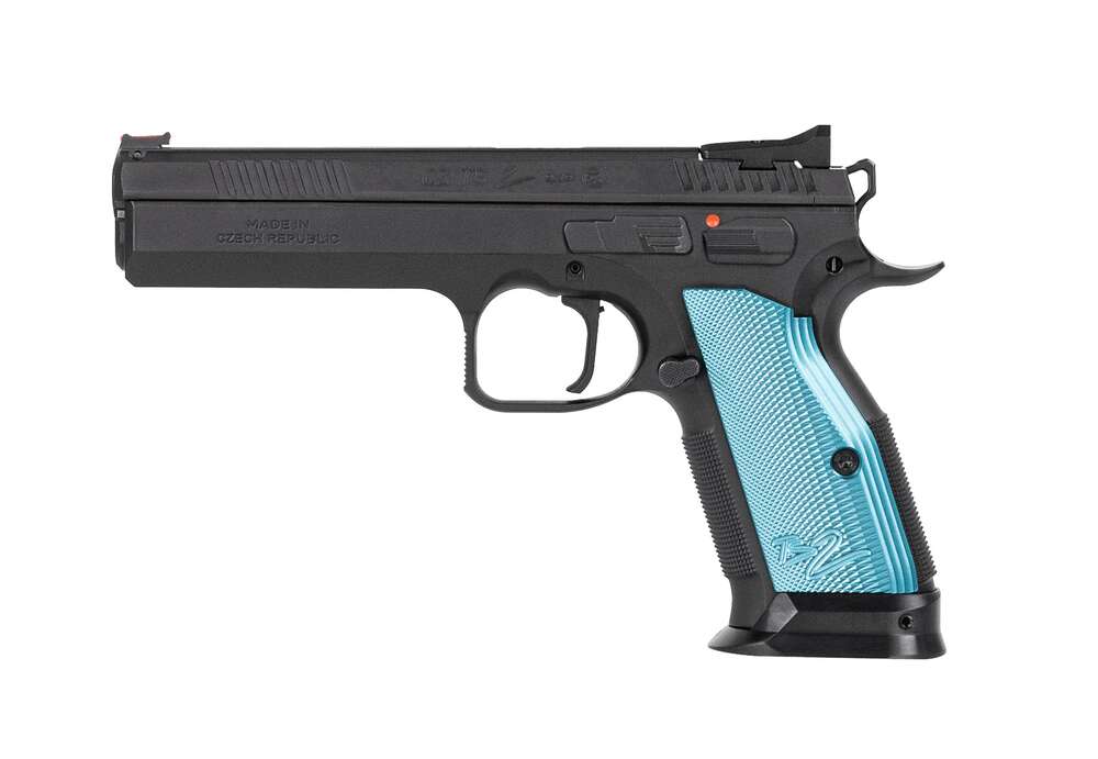Handguns CZ ZPAP M70 9mm CZ TS2 9MM 10RD BLK FIBER OPTIC BLUE GRIPS