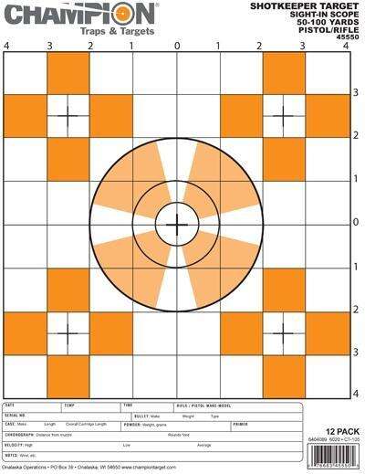 Targets Champion Ready Series SHOTKEEPER TARGETS SIGHT-IN SMALL 12PK • Model: Ready Series