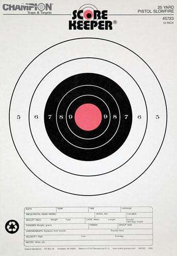 Targets Champion Ready Series 25 YD PISTOL SLOW FIRE O/B 100PK