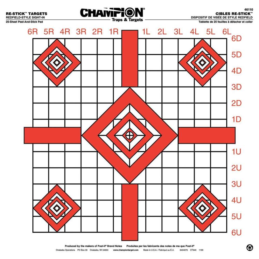 Targets Champion Ready Series RESTICK UPDATE REDFIELD SIGHT-IN TARGET • Model: Ready Series