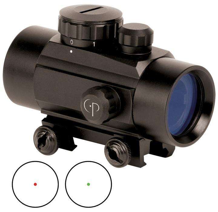 Sights Lasers Crosman Ready Series 30MM ENCLOSED REFLEX SIGHT 5 MOA RED/ GREEN DOT FITS PICATINNY MOUNT