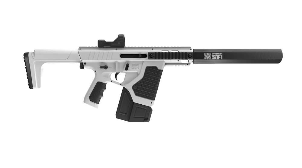 Airguns Crosman Ready Series Crosman Full Auto ST1 wRed Dot WhiteBlk CO2 Powered BB Air Rifle • Model: Ready Series