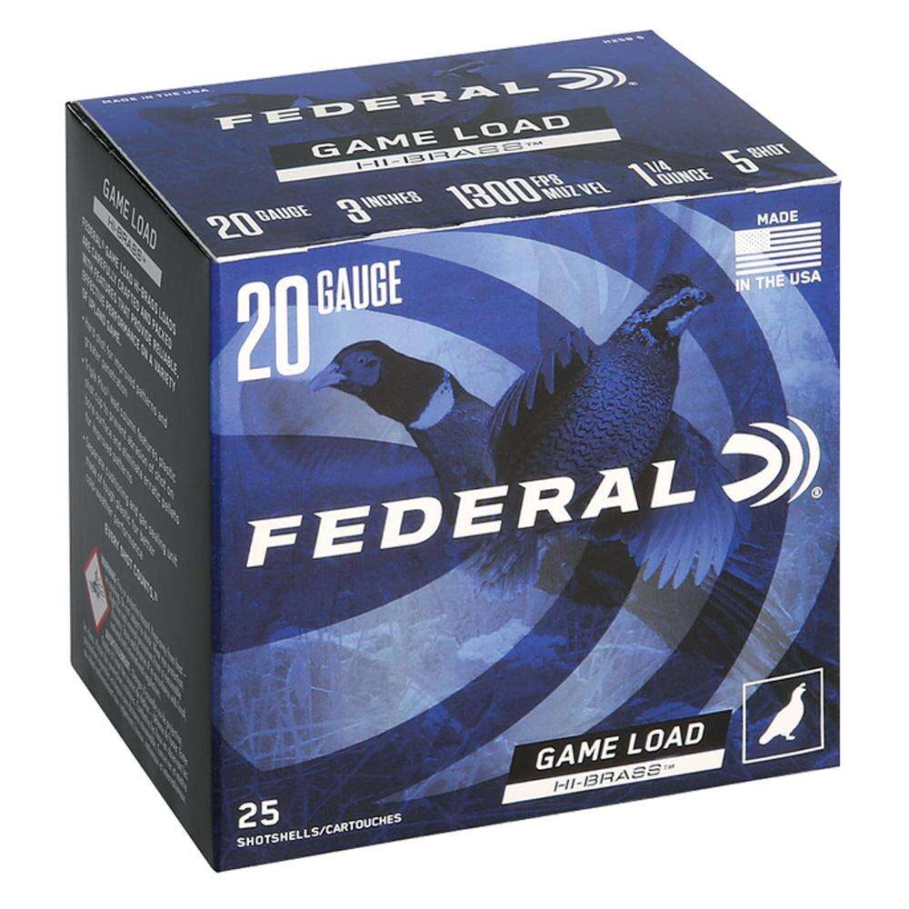 Ammunition Federal Ready Series 20Gauge FEDERAL GAME-SHOK HI-BRASS LEAD SS 20GA 3" 3DR 1 1/4OZ 5 AMMO 25RD