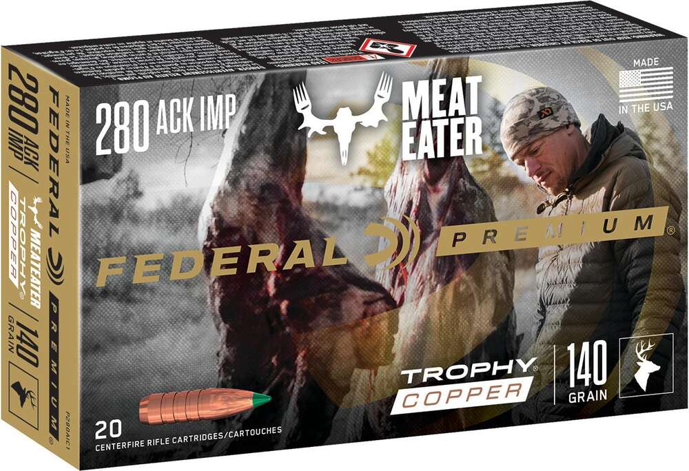 Ammunition Federal Ready Series FEDERAL 280 ACKLEY IMPROVED 140GR TROPHY COPPER AMMO 20RD • Model: Ready Series