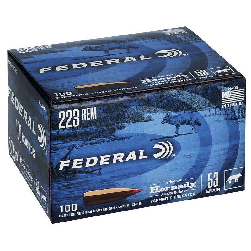 Ammunition Federal Ready Series 223Rem FEDERAL .223 REM 53GR HORNADY V-MAX BULK AMMO 100RD