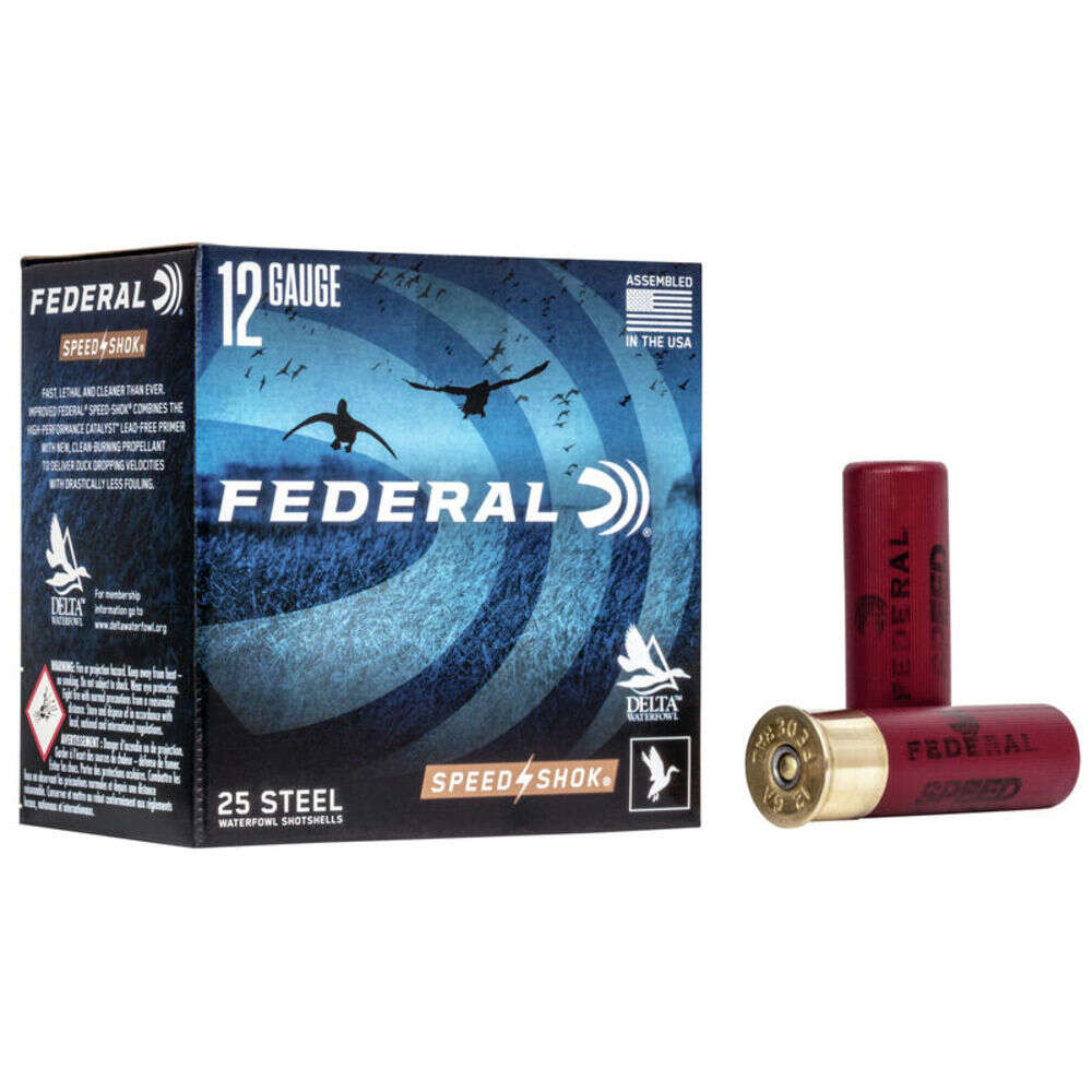 Ammunition Federal Ready Series 12Gauge FEDERAL SPEED-SHOK HIGH VELOCITY STEEL 12GA 3" 1-1/4OZ BBB AMMO 25RD