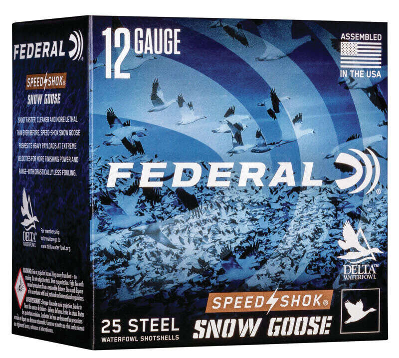 Ammunition Federal Ready Series 12Gauge FEDERAL SPEED-SHOK HV STEEL SNOW GOOSE 12GA 3" 1 1/4OZ BB AMMO 25RD