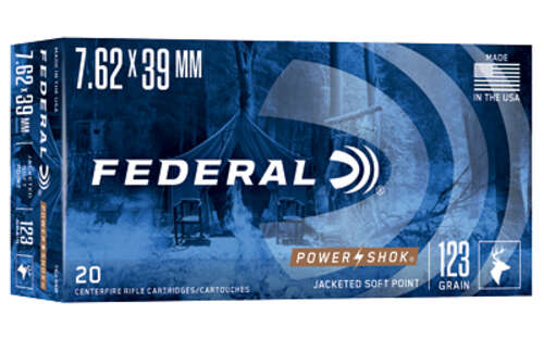 Ammunition Federal PowerShok 7.62x39mm FED PWRSHK 762X39 123GR SP 20/200