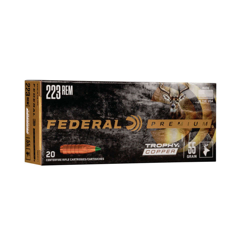 Ammunition Federal 4.50" 223Rem CENTERFIRE 223 REM 55GR TROPHY CPR 20/BX