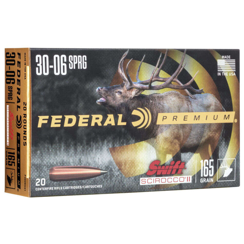 Ammunition Federal 4.50" 30 06 PREM 30-06 SPR SWIFT SCIROCC 165GR 20/BX