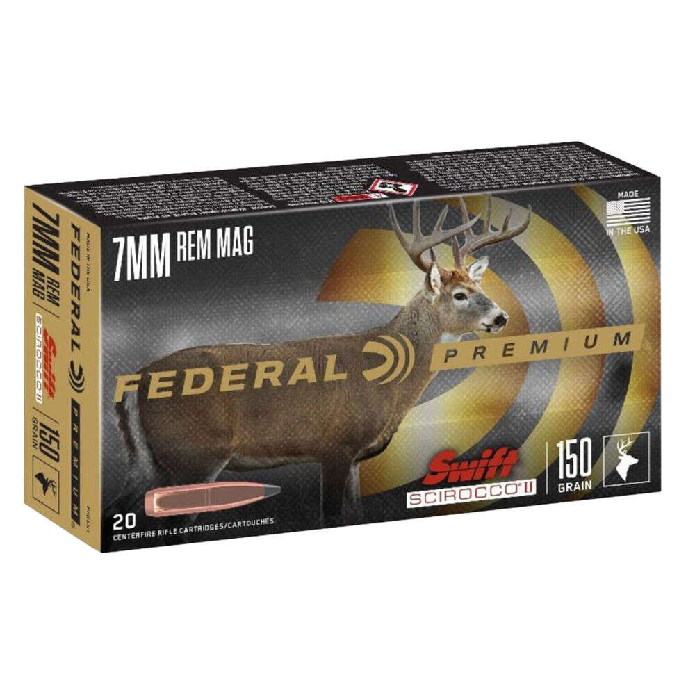 Ammunition Federal 4.50" PREM 7MM REM MG SWIFT SCIROC 150GR 20/BX