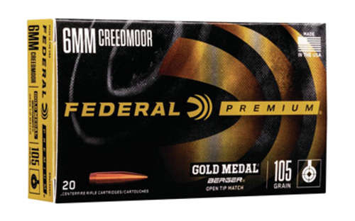 Ammunition Federal Gold Medal 6mmCreedmoor FED GOLD MDL 6MM CRD 105GR BERG 20