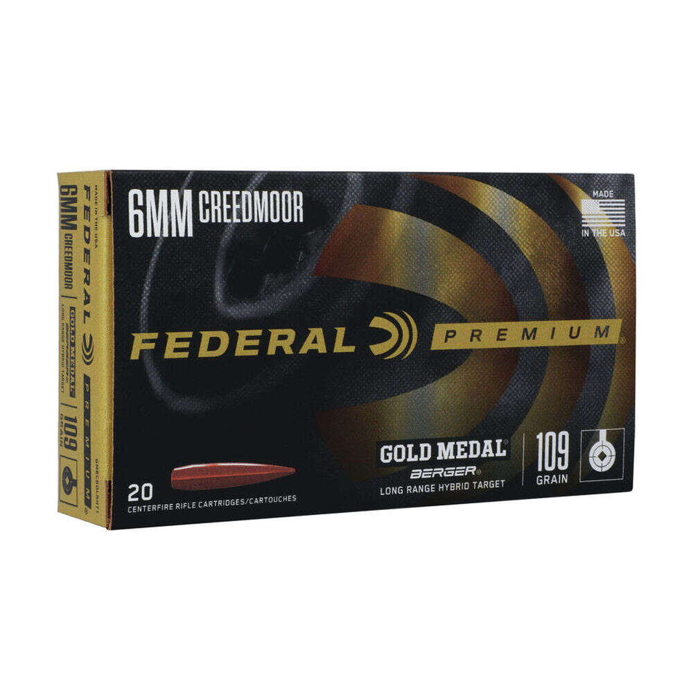 Ammunition Federal Gold Medal 6mmCreedmoor FED GLD MDL 6MM 109GR LRT 20/200