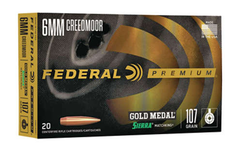 Ammunition Federal Federal Premium 6mmCreedmoor FED GOLD MDL 6MMCRD 107GR SMK 20/200