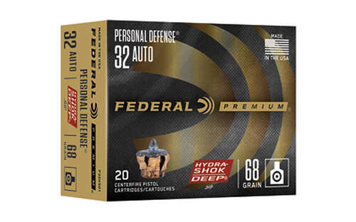 Ammunition Federal Personal Defense Hydra Shok 32ACP FED HYDRA SHOK 32ACP 68GR JHP 20/200