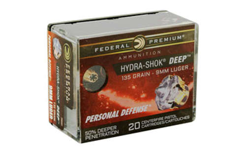 Ammunition Federal Hydra Shok Deep 9mm FED HYDRA-SHOK DEEP 9MM 135GR HP 20/ • Model: Hydra-Shok Deep