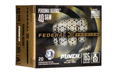 Ammunition Federal Federal Premium 40SW FED PUNCH 40 S&W 165GR JHP 20/200