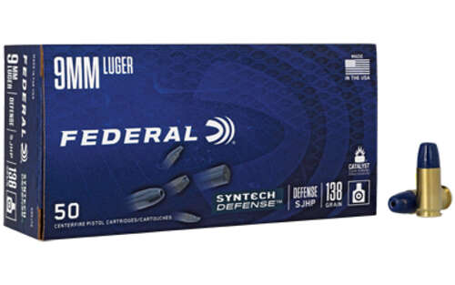 Ammunition Federal Syntech Defense 9mm FED SYN DEF 9MM 138GR SJHP 50/500 • Model: Syntech Defense