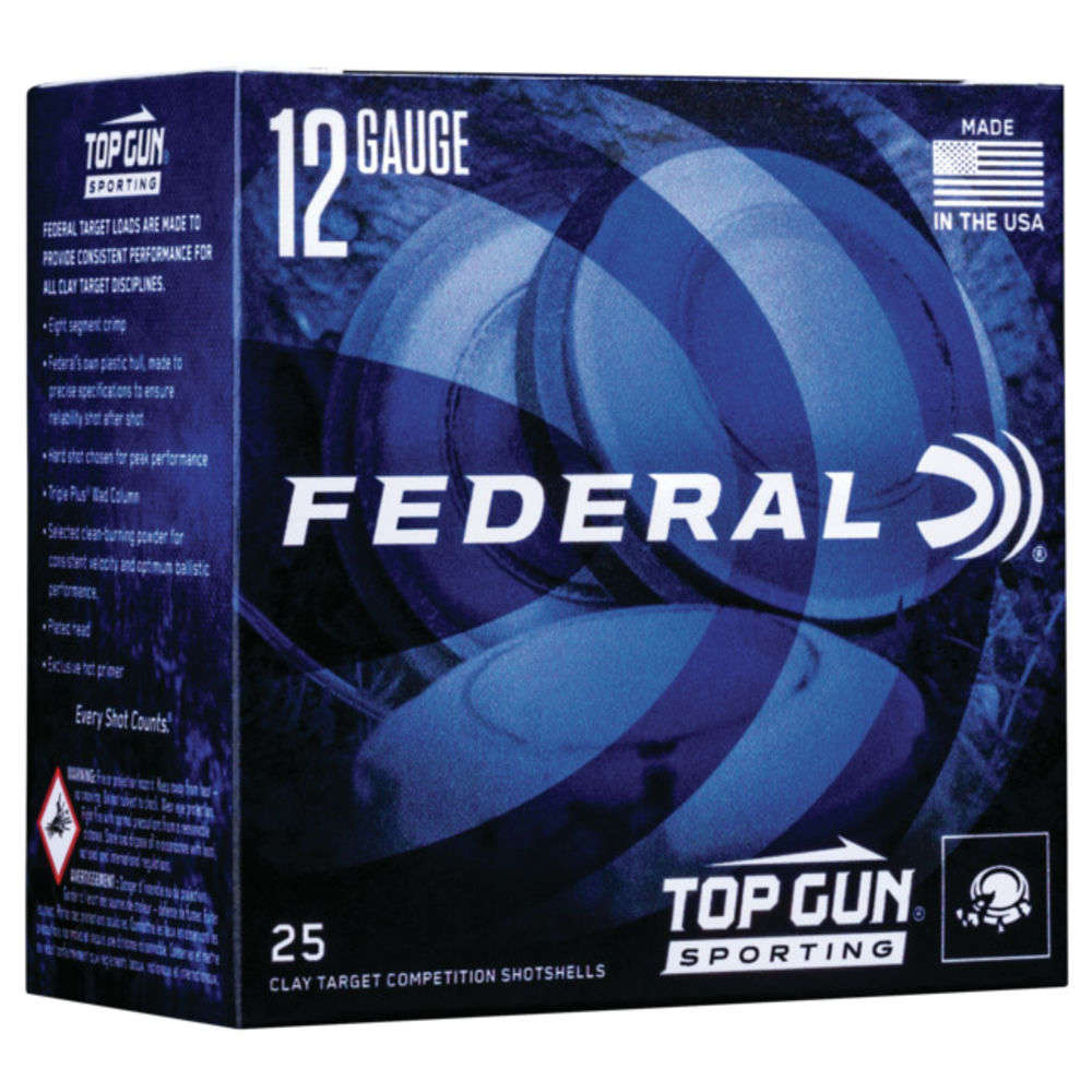 Ammunition Federal 1 oz 12Gauge FED TGSF12875  TOP GUN 12 12 2.75 7.5SHT 1OZ 25/10