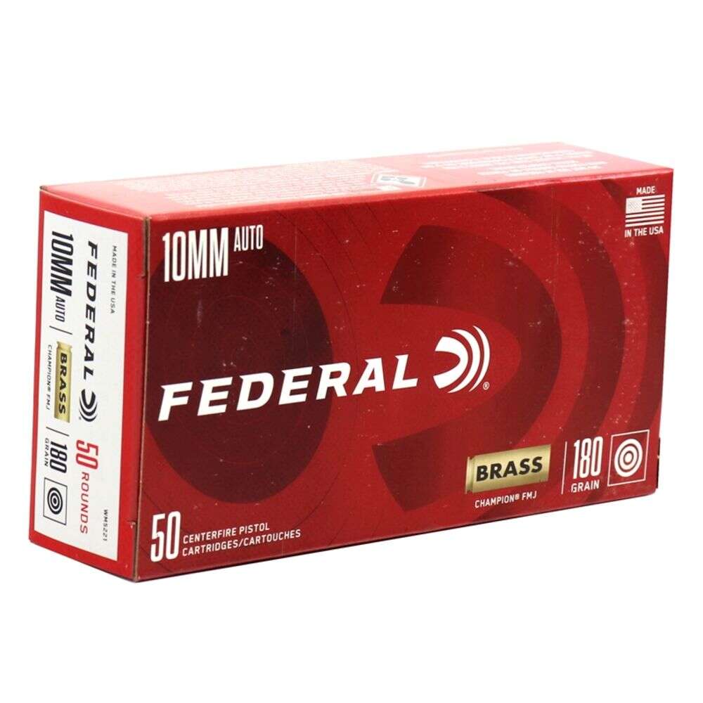 Ammunition Federal 575 ft lbs 10mm FED WM5221         10MM     180 FMJ  BRASS   50/20 • Model: 575 ft lbs