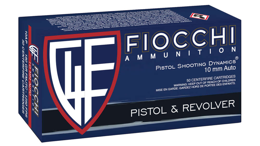 Ammunition Fiocchi 624 ft lbs 10mm FIO 10AP      10M        180 FMJTC           50/10