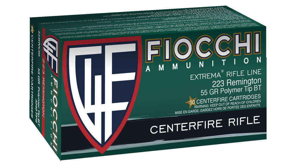 Ammunition Fiocchi 1282 ft lbs 223Rem FIO 223HVC50  223         55 VMAX            50/20