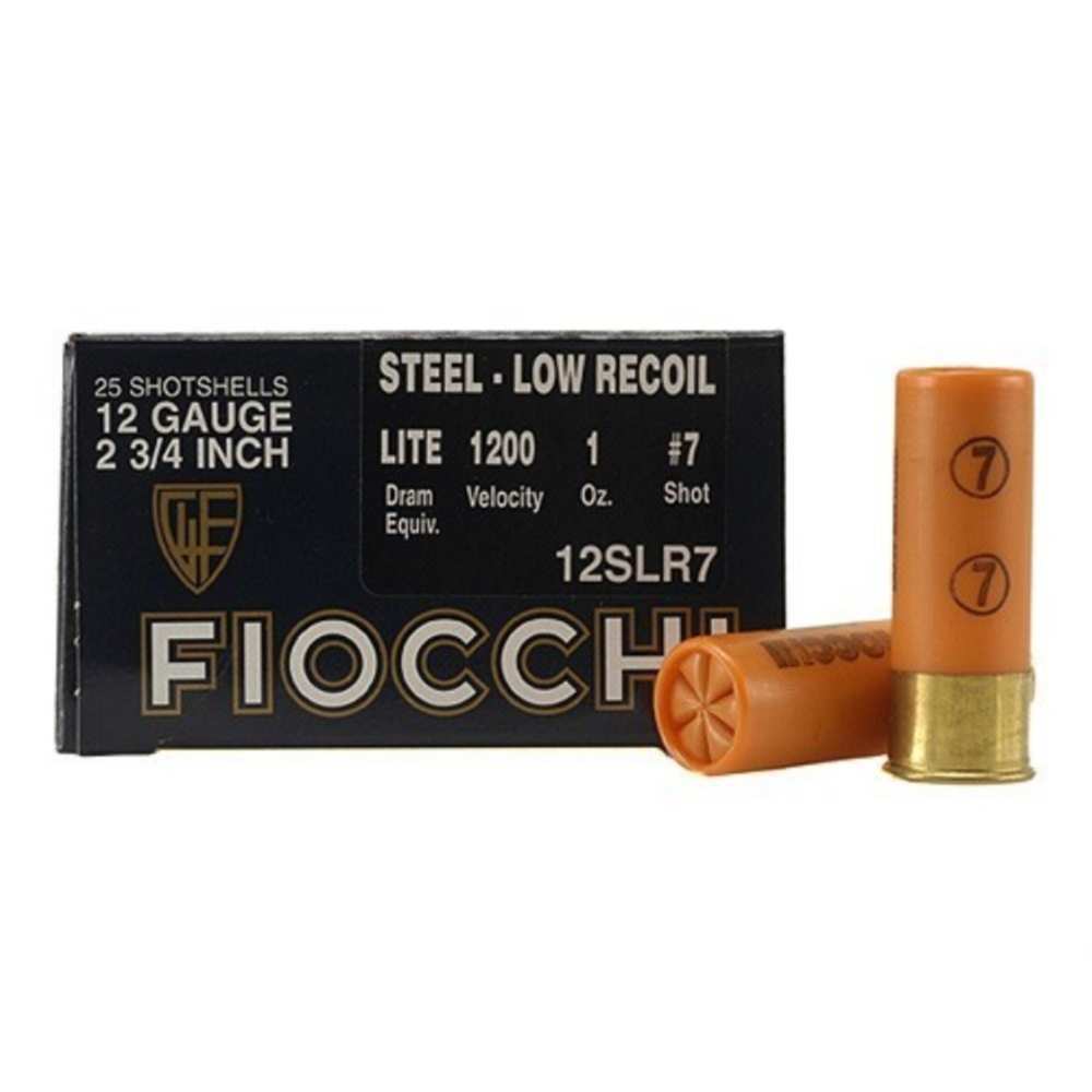 Ammunition Fiocchi 1 oz 12Gauge FIO 12SLR7    STEEL TGT  12 2.75 7SHT   11/8 25/10 • Model: 1 oz