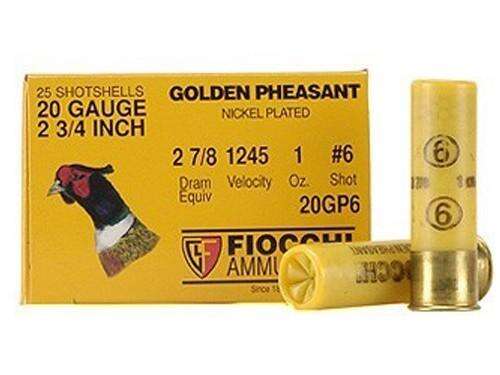 Ammunition Fiocchi 1 oz 20Gauge FIO 20GP6     GLD PHS    20 2.75 6SHT   1OZ  25/10