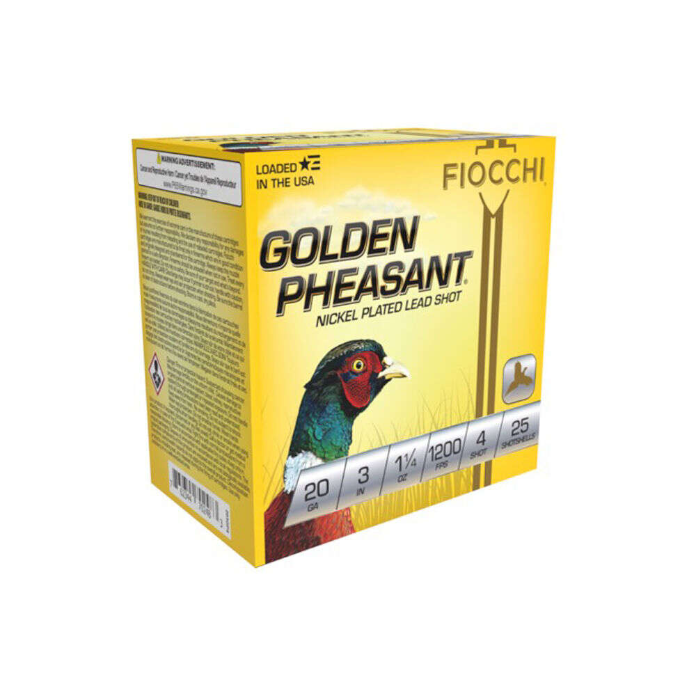 Ammunition Fiocchi 1 1/4 oz 20Gauge FIO 203GP4    GLD PH/TRK 20 2.75 4SHT   11/4 25/10 • Model: 1 1/4 oz