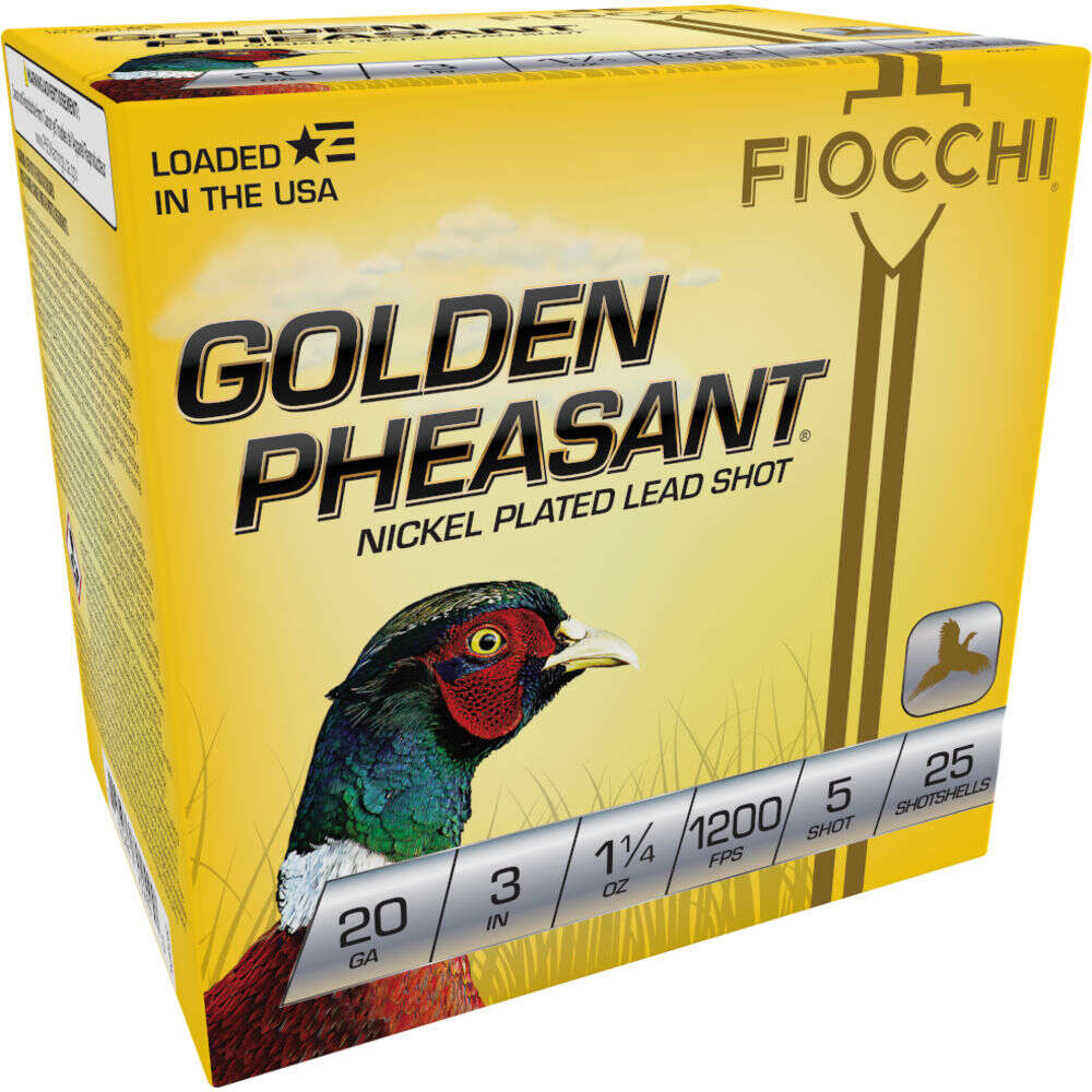 Ammunition Fiocchi 1 1/4 oz 20Gauge FIO 203GP5    GLD PH/TRK 20 2.75 5SHT   11/4 25/10 • Model: 1 1/4 oz