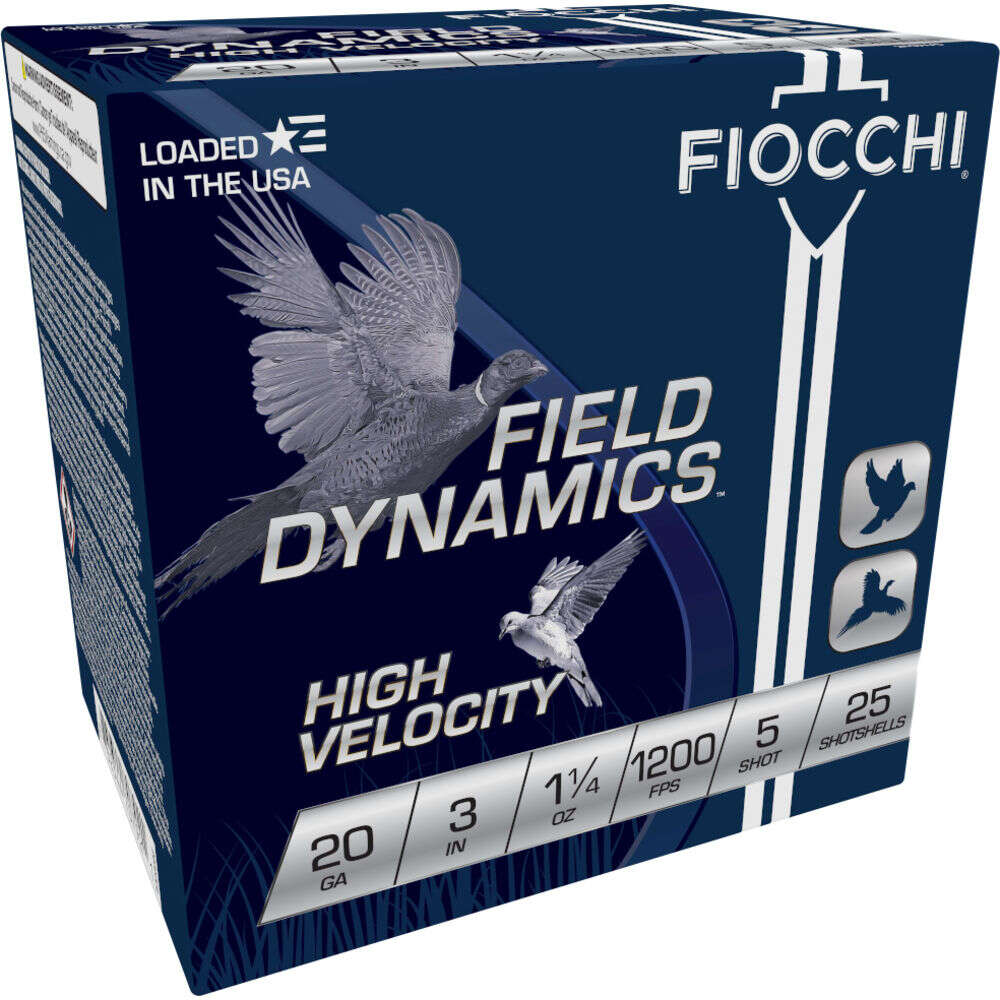 Ammunition Fiocchi 1 1/4 oz 20Gauge FIO 203HV5    HIGH VEL   20 3IN  5SHT   11/4 25/10 • Model: 1 1/4 oz