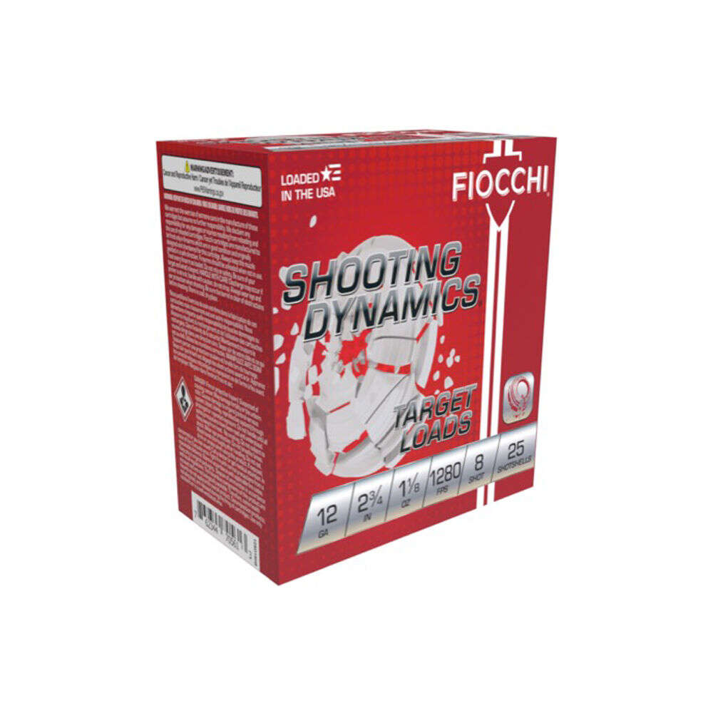 Ammunition Fiocchi 1 1/8 oz 12Gauge FIO 12SDHV8   SHT DYN TGT  12 2.75 8SH 1-1/8 25/10 • Model: 1 1/8 oz