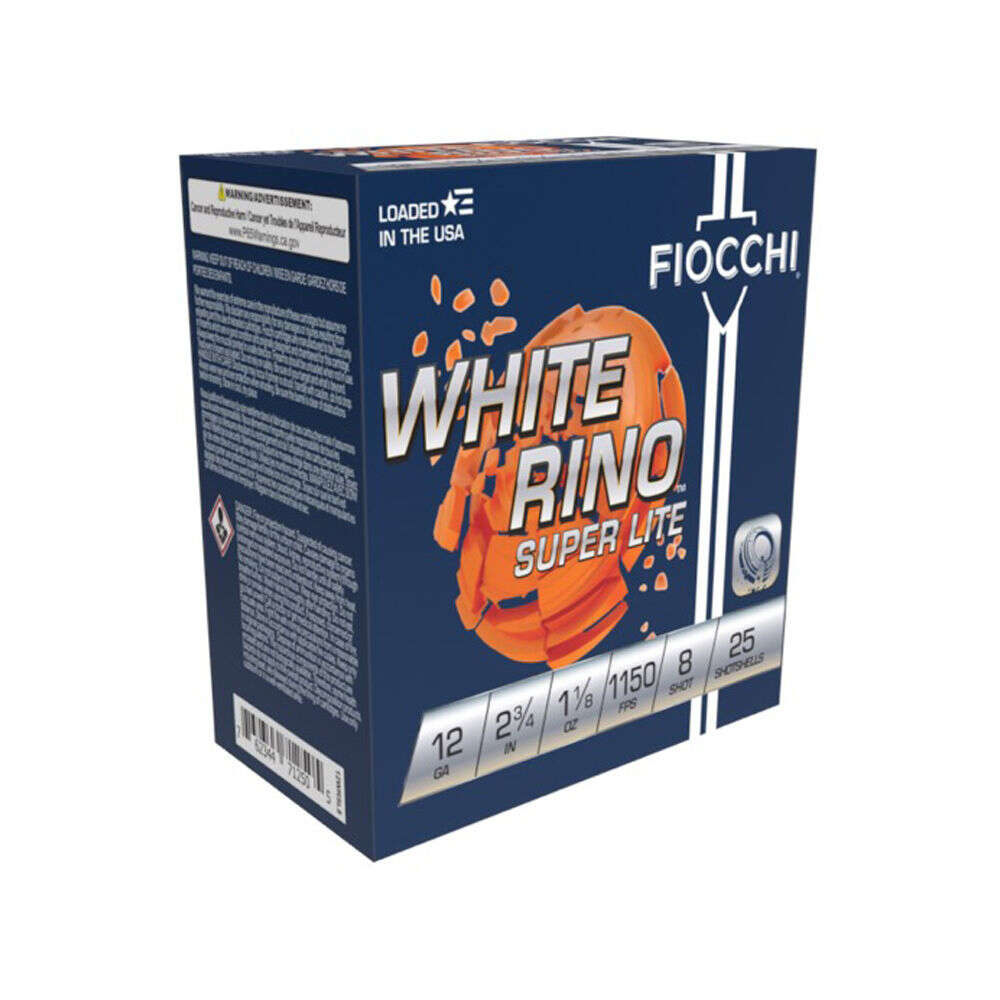 Ammunition Fiocchi 1 1/8 oz 12Gauge FIO 12WRSL8   WT RHINO SL  12 2.75 8SHT 11/8 25/10 • Model: 1 1/8 oz