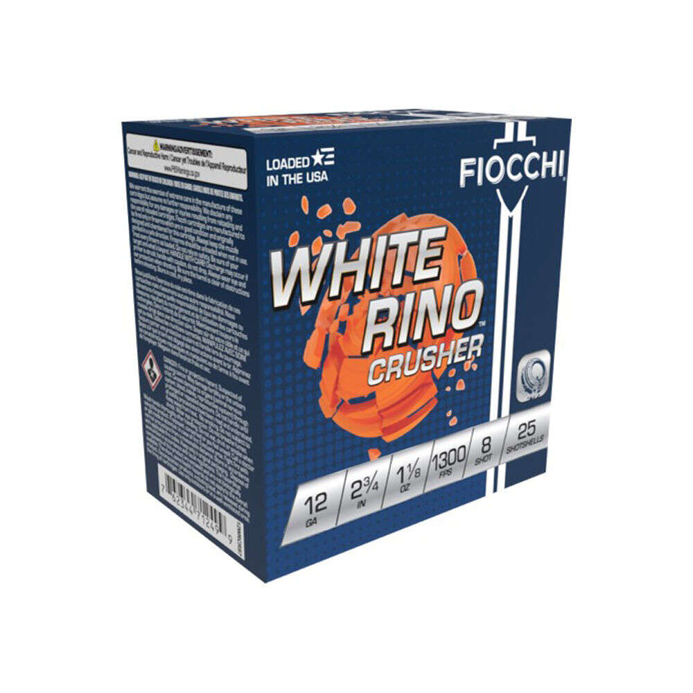 Ammunition Fiocchi 1 1/8 oz 12Gauge FIO 12WRCRS8  WT RINO CRSHR12 2.75 8SHT 11/8 25/10 • Model: 1 1/8 oz