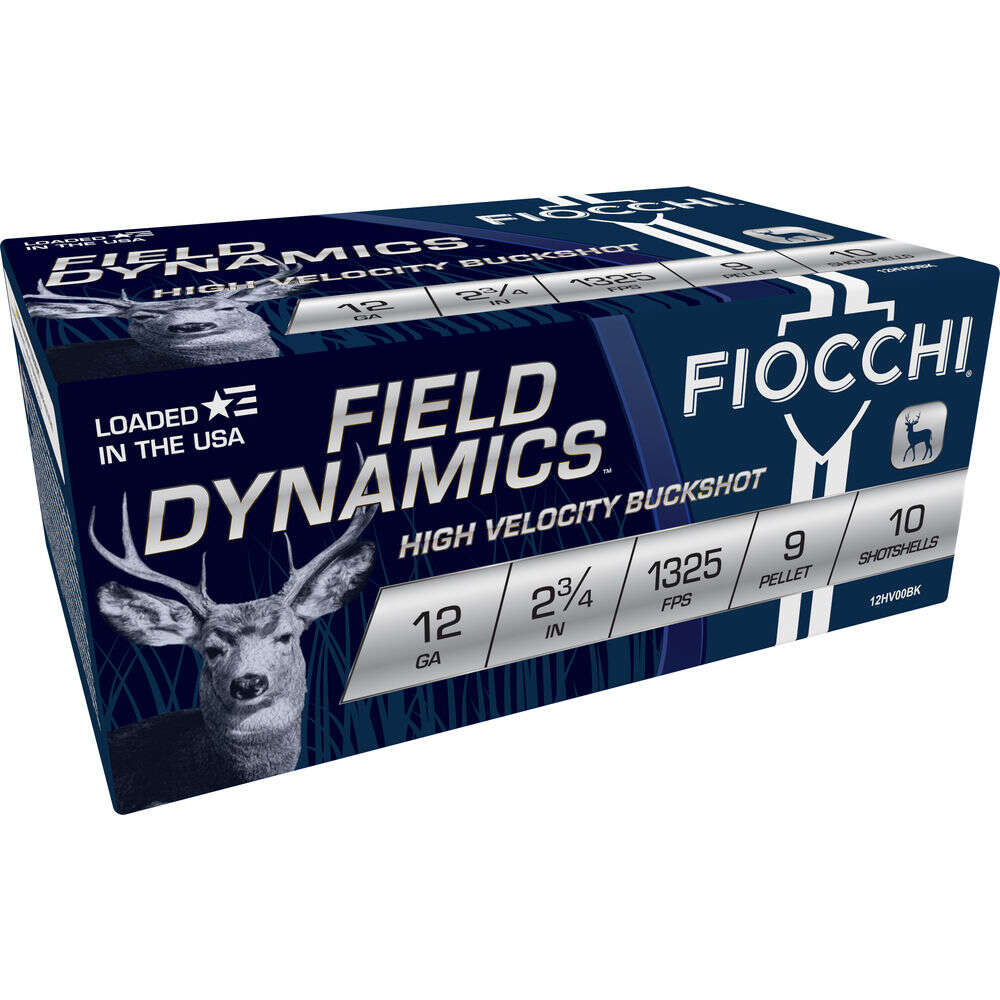 Ammunition Fiocchi 9 Pellets 12Gauge FIO 12HV9P  HV 12 2.75 9PEL NIKPLTLD  00BK   10/25 • Model: 9 Pellets