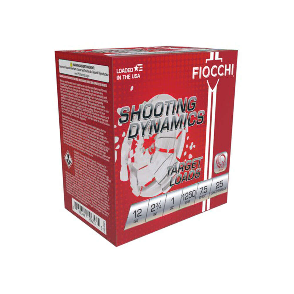 Ammunition Fiocchi 1 oz 12Gauge FIO 12SD1X75  SHOOTING DYNAMICS 12G 2.75 7.5 25/10 • Model: 1 oz