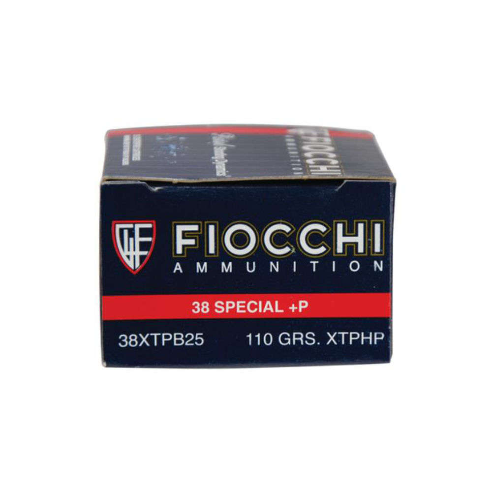 Ammunition Fiocchi 296 ft lbs 38Special FIO*38XTPB25  38SP       110 JHP             25/20 • Model: 296 ft lbs