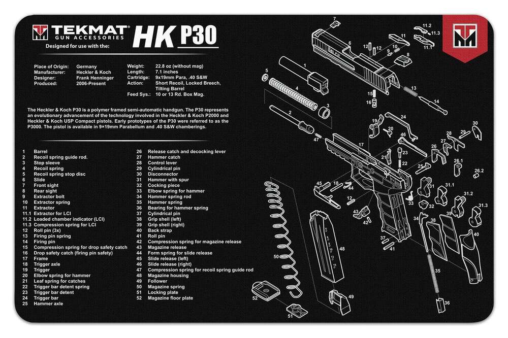 Cleaning Equipment GSM Ready Series Heckler & Koch P30  TekMat Gun Cleaning Mat 11x17