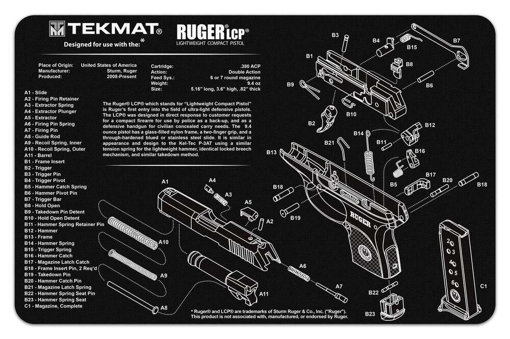 Cleaning Equipment GSM Ready Series Ruger LCP TekMat Gun Cleaning Mat 11x17