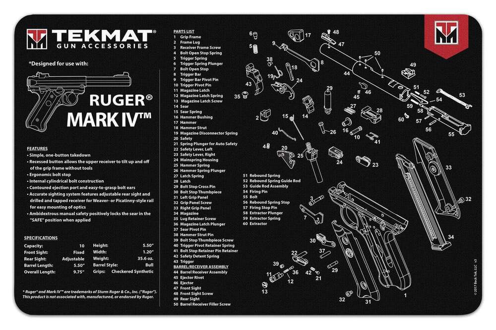 Cleaning Equipment GSM Ready Series Ruger Mark IV TekMat Gun Cleaning Mat 11x17 • Model: Ready Series